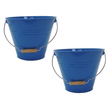 Pertrechos 5202E B S-2 Enameled Galvanized Steel Recycling Bin-Storage Container, Blue - Set of 2 PE1789972